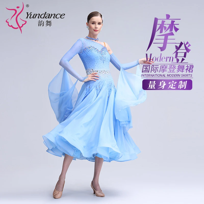 Yundance韵舞新款国际标准舞蹈摩登舞演出服赛服定制贴钻交谊舞裙