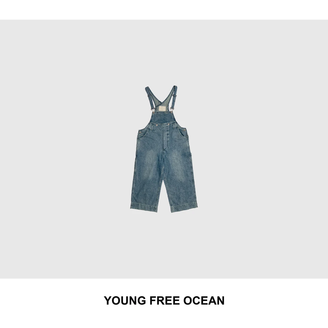 YOUNG FREE OCEAN2025春夏款 牛仔九分直筒背带裤8760