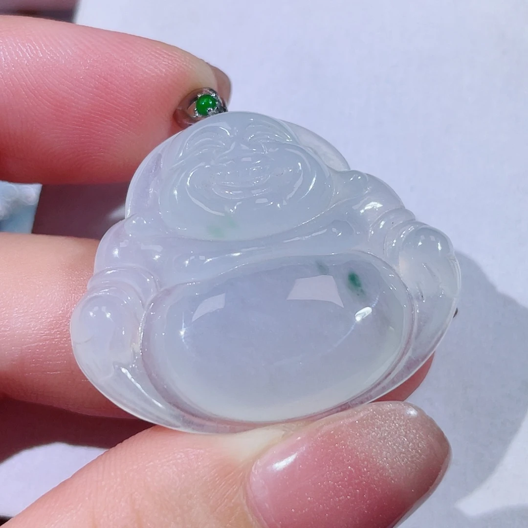 颈饰18K金镶嵌翡翠佛公