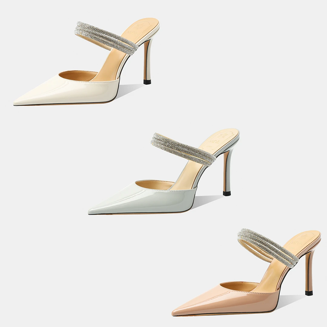 轻奢法式优雅女士性感尖头外穿细跟女鞋包头半拖细跟高跟凉拖女