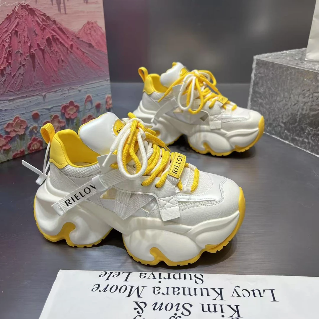 【红 镂空款】镂空欧洲站老爹鞋女2025新款厚底休闲鞋百搭透气鞋