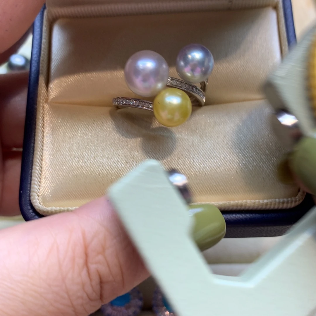 银S925镶嵌戒指海水珍珠