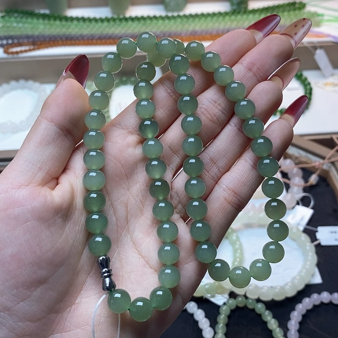 和田玉手链未镶嵌湖水绿仙女链