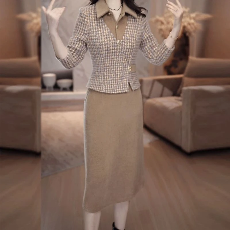 高档贵妃绒秋冬连衣裙时尚2025新款显瘦洋气加厚减龄妈妈遮肉裙子