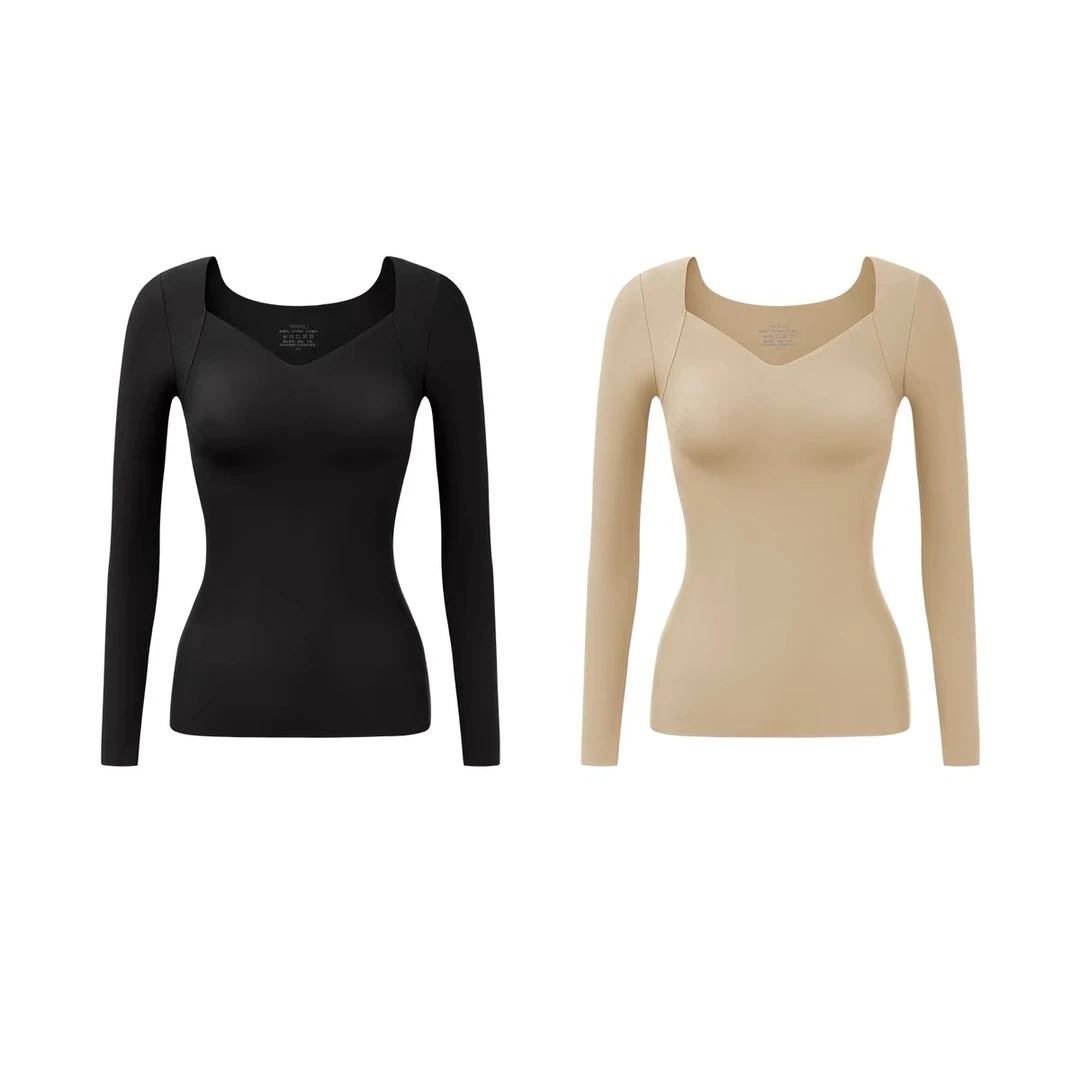 【超模肌底衣-草】带胸垫打底可外穿上衣无痕修身肌底衣