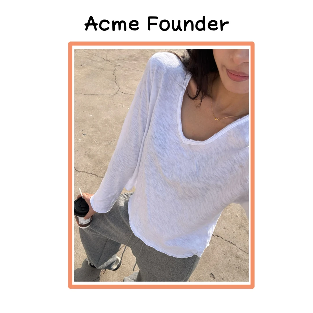 Acme Founder| 简约竹节棉v领长袖t恤罩衫