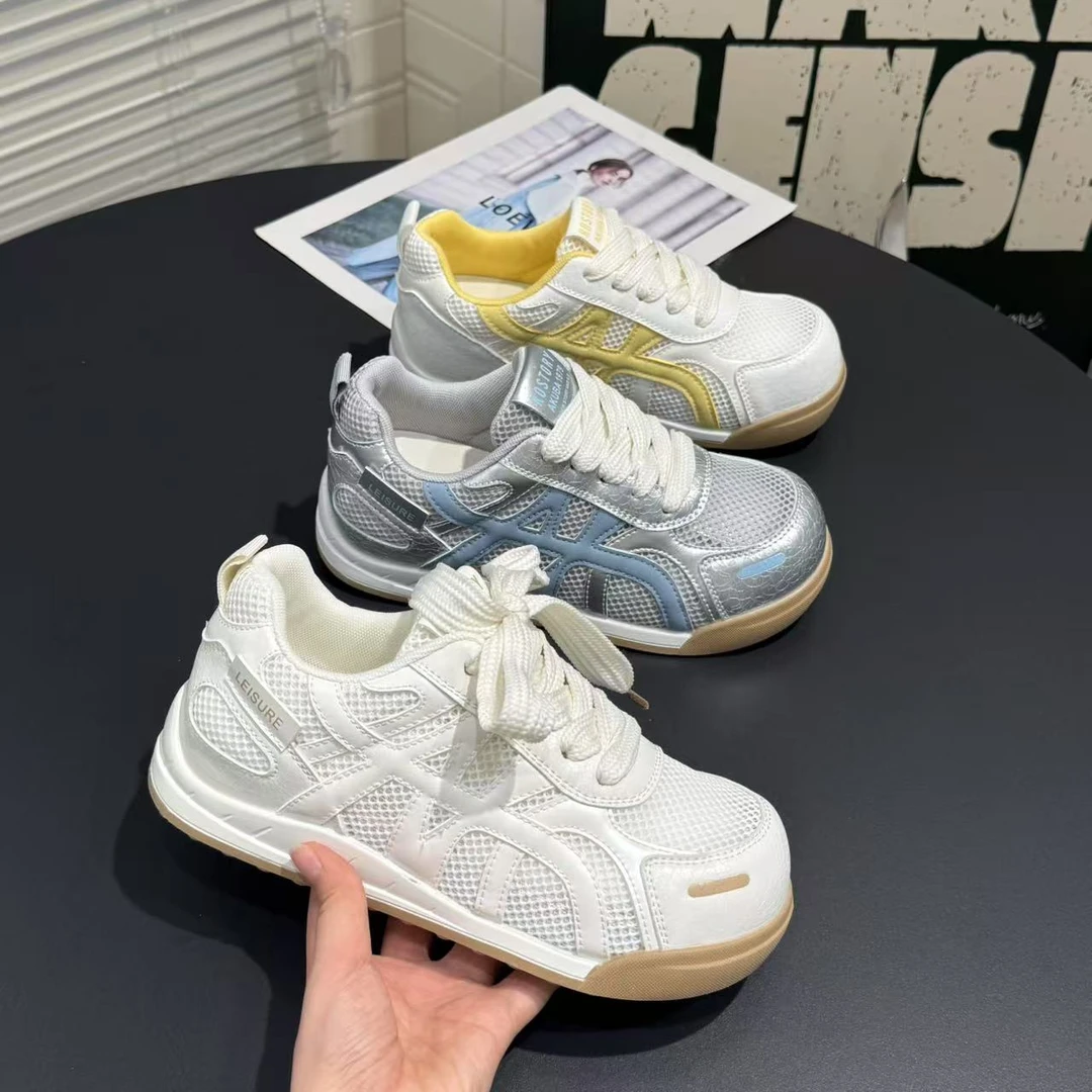 2025夏季新款增高德训鞋4cm复古网面透气休闲跑步阿甘鞋