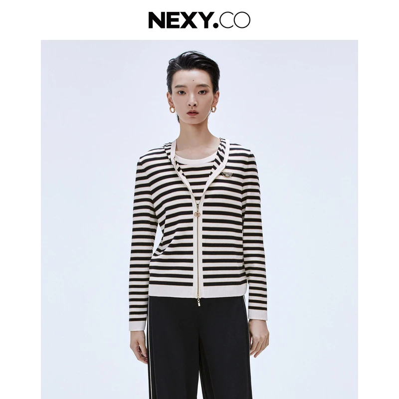 【婷婷专属】NEXY.CO/奈蔻针织衫|通勤|气质|黑白拼接|XI00205Q7
