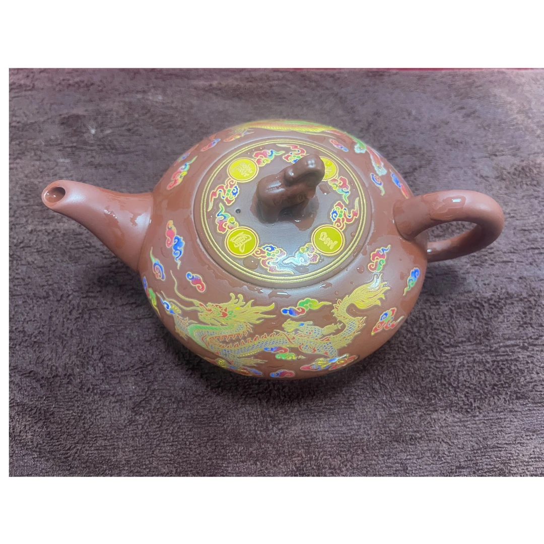 原矿泥【大象】-遇热变色百福扁壶3