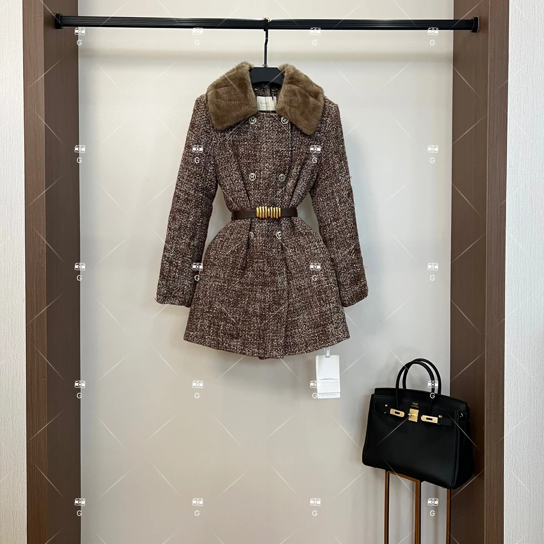 秋冬气质小香风时尚设计师中长款羽绒服QD-2025359