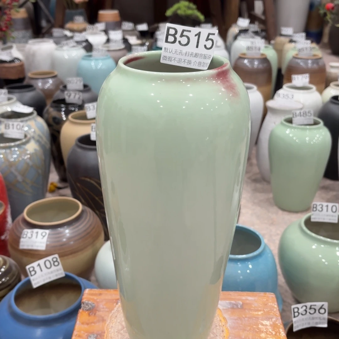 陶摆件瑕疵515 景德镇陶瓷花瓶高34口9