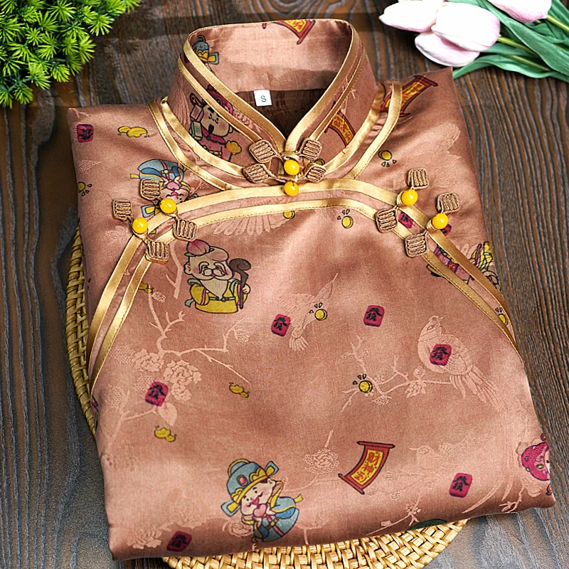 『小财神』桑蚕丝透孔罗红云纱设计感新款手工全开襟古法旗袍