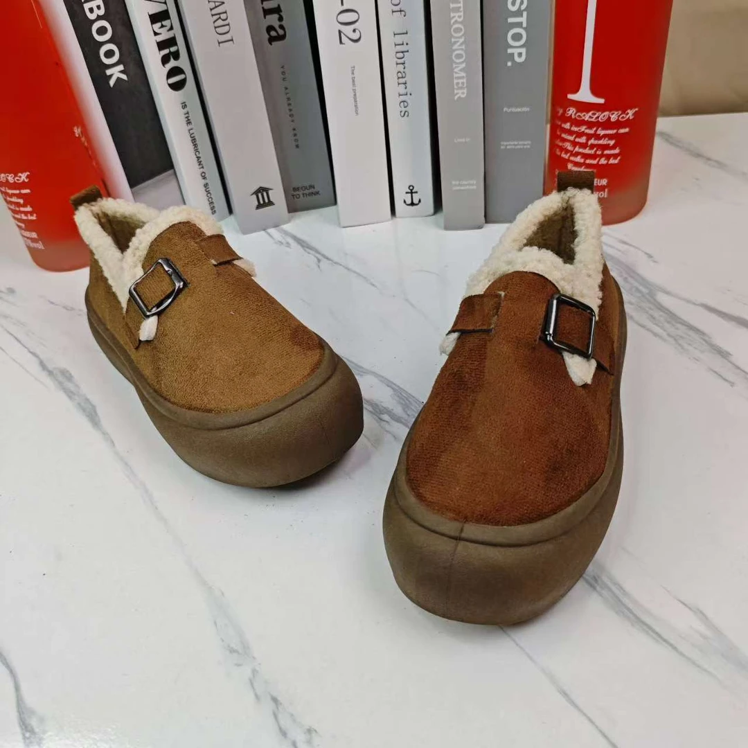 复古港风勃肯鞋棉鞋秋冬冬季纯色休闲风雪D06