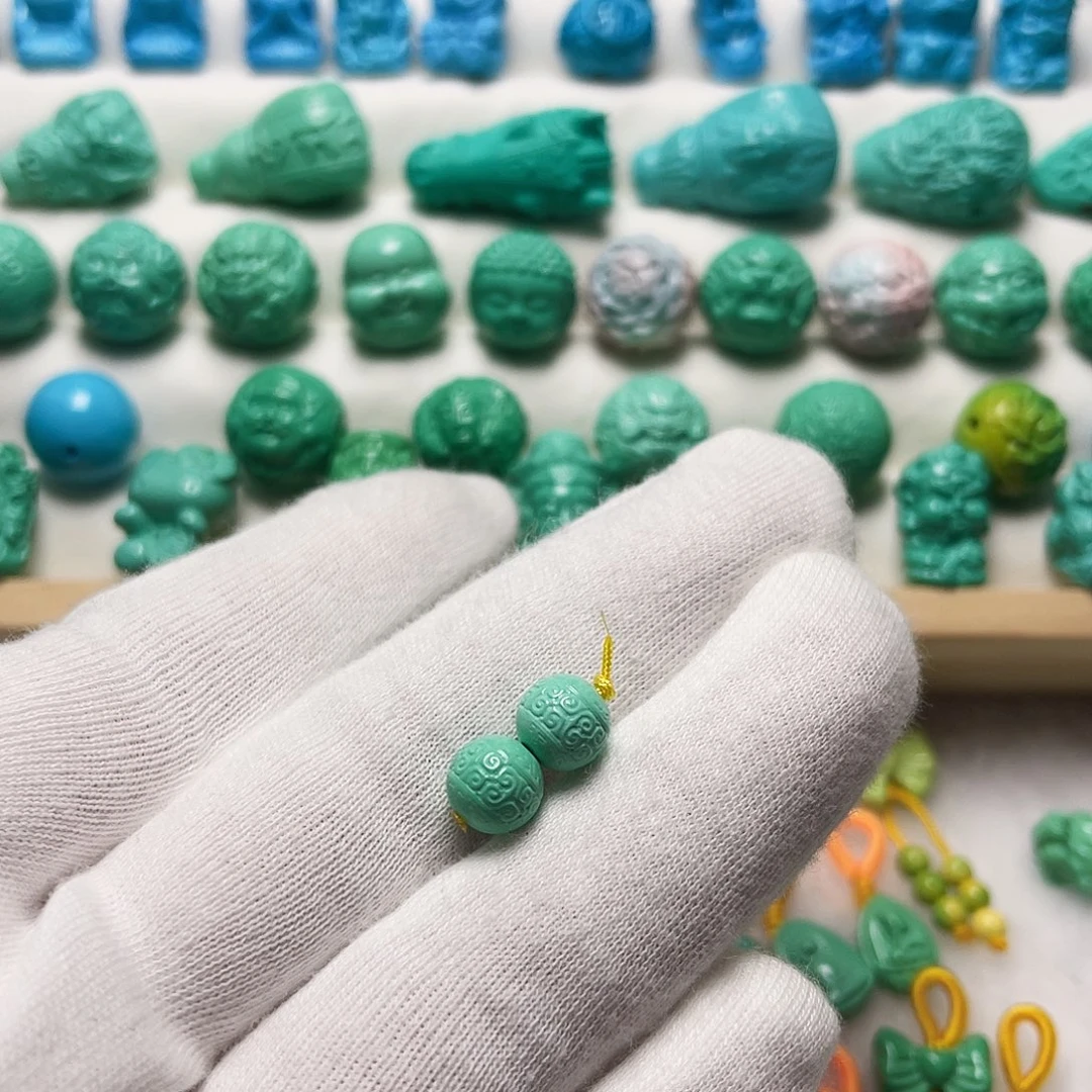 尺寸卡8高瓷回纹圆珠一对