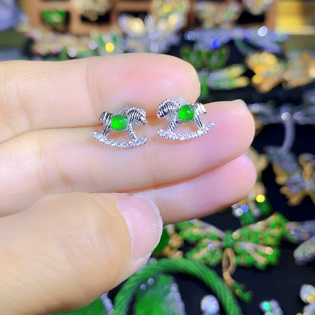 吊坠(不含链)银S925镶嵌翡翠