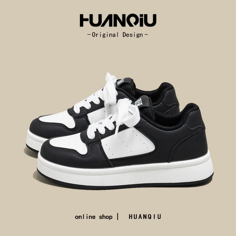 环球高颜值厚底增高小白鞋女2025爆款轻便显脚小软底熊猫板鞋K622