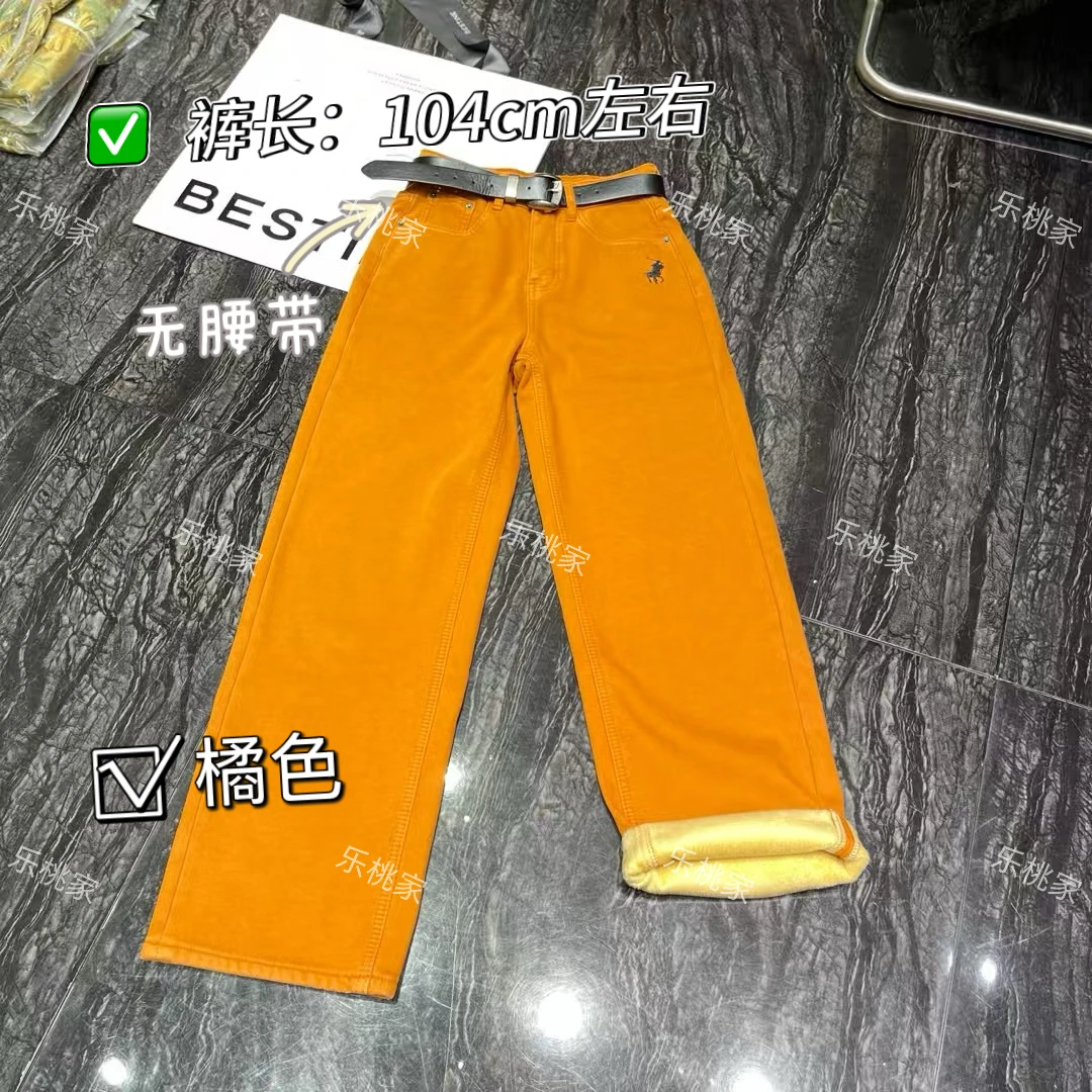 E-加绒加厚黑色刺绣阔腿裤#8007『乐桃家』