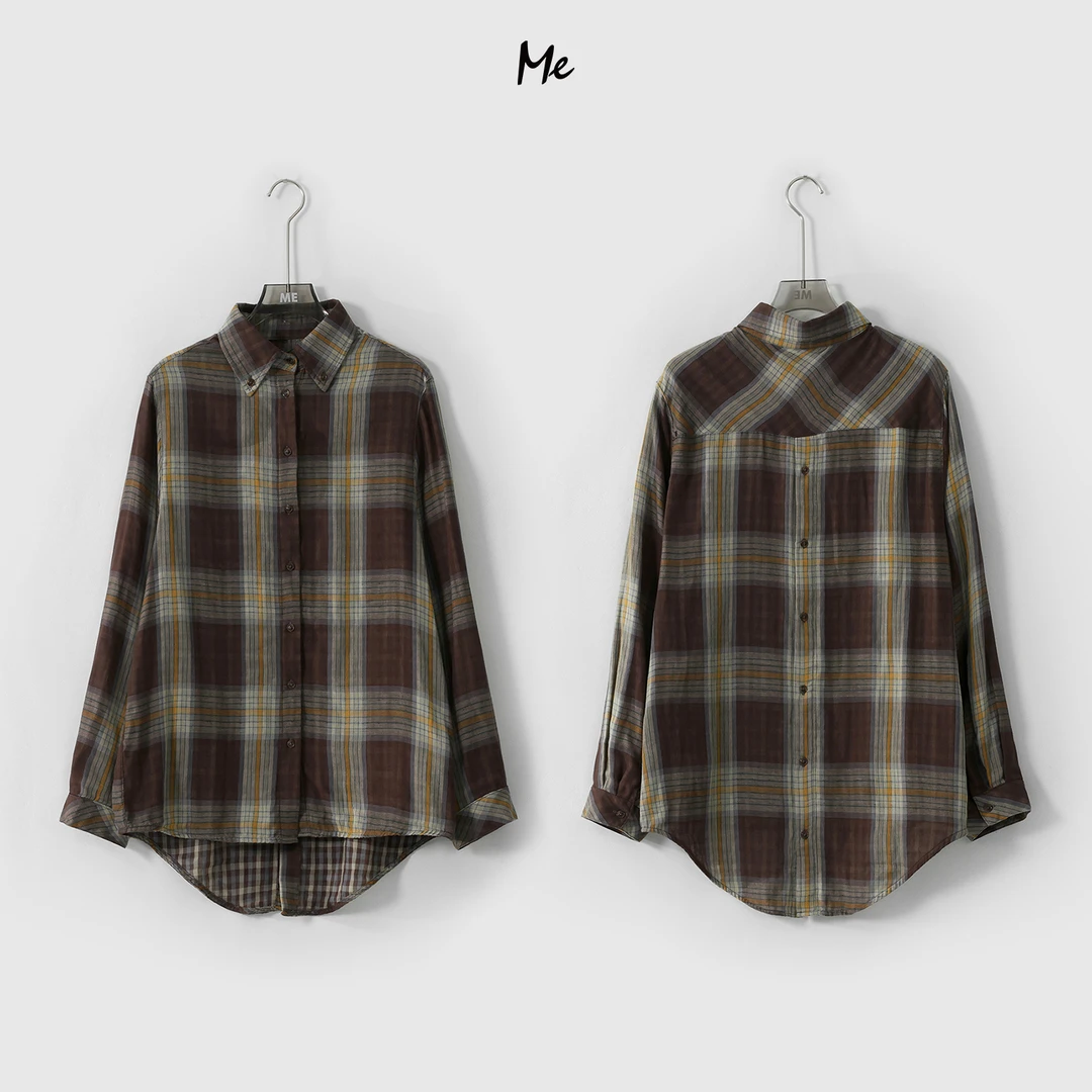 ME【温莎格衬衫】100棉柔软空气感格纹时尚百搭宽松外套MESS1497