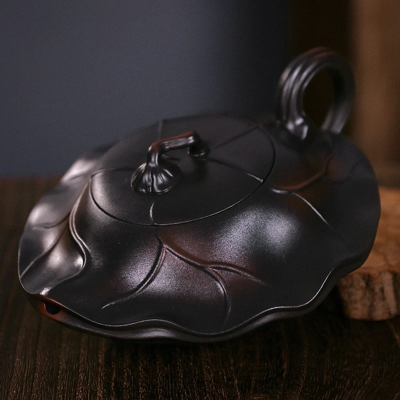 紫陶富甲天下荷叶凤鸣壶大容量家用中式纯手工泡茶壶大号紫砂DY27