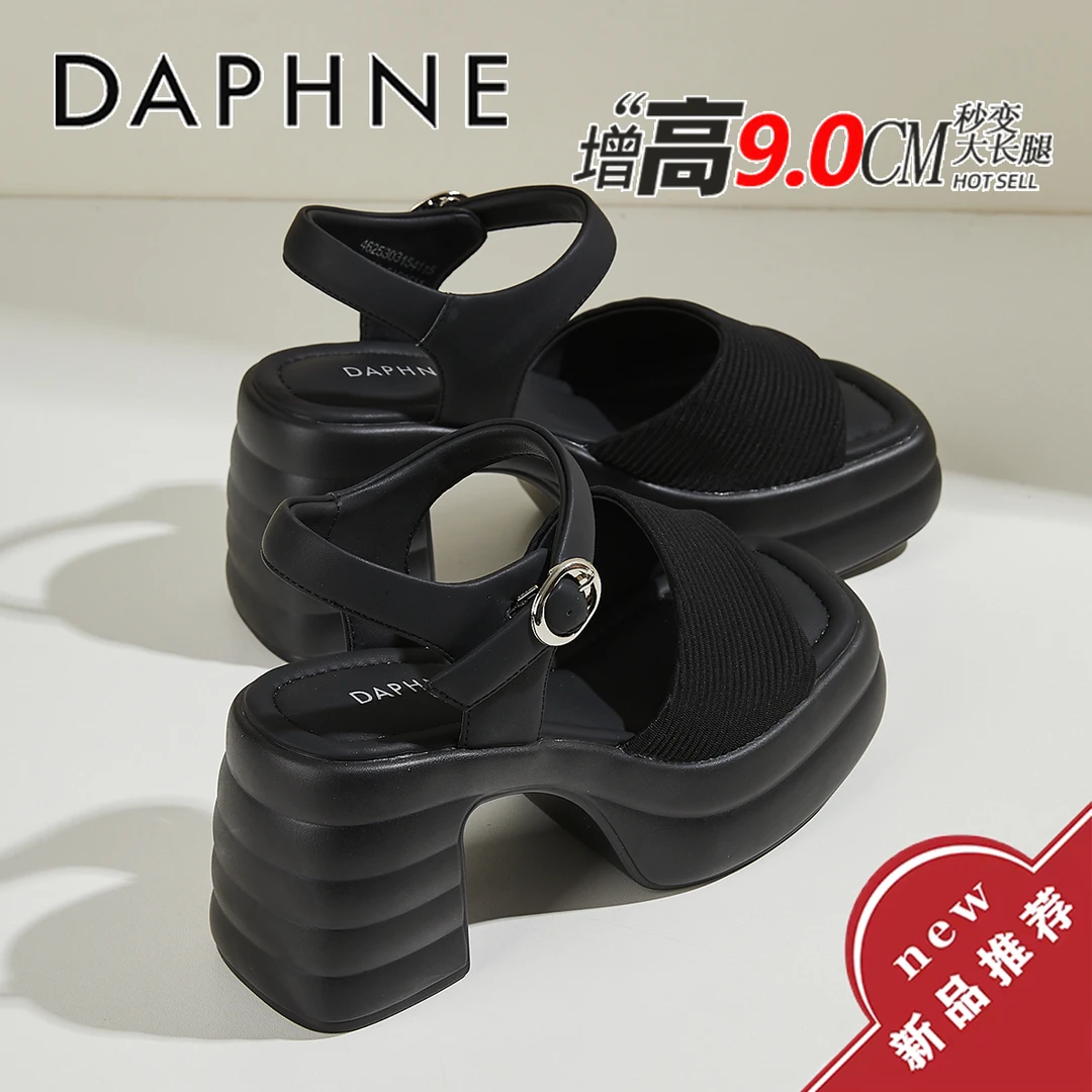 达芙妮一字带高跟凉鞋女款2025新款爆款夏天穿裙子专用鞋子罗马鞋
