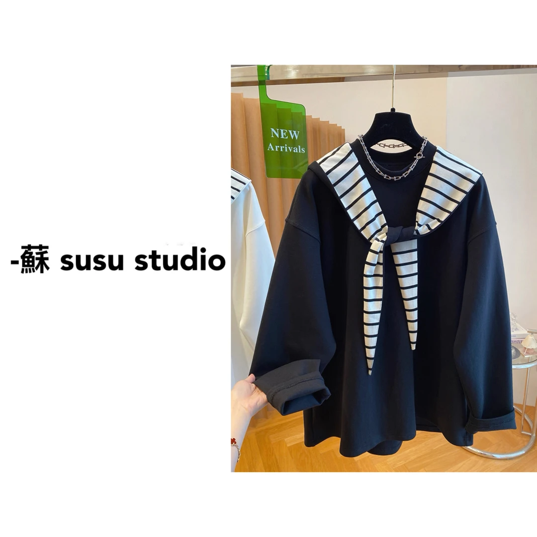 SU 2025年秋季新款披肩+圆领RE长袖百搭T恤女H0547