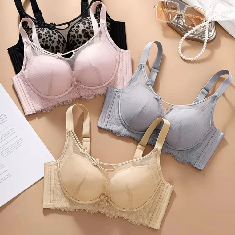 368无钢圈加厚聚拢豹纹性感蕾丝透气胸罩内衣