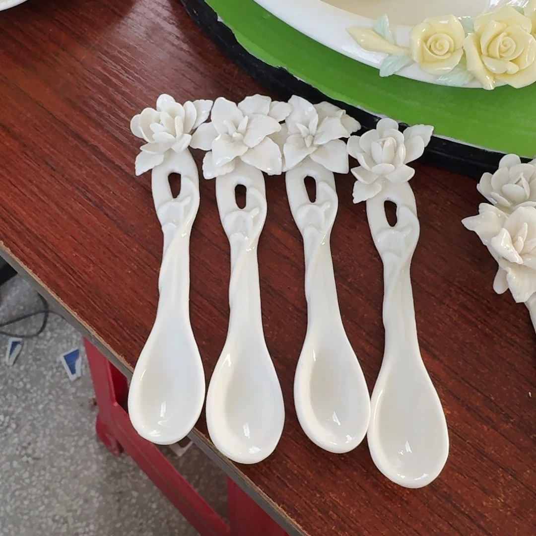 水****拍一发四手工捏花咖啡勺