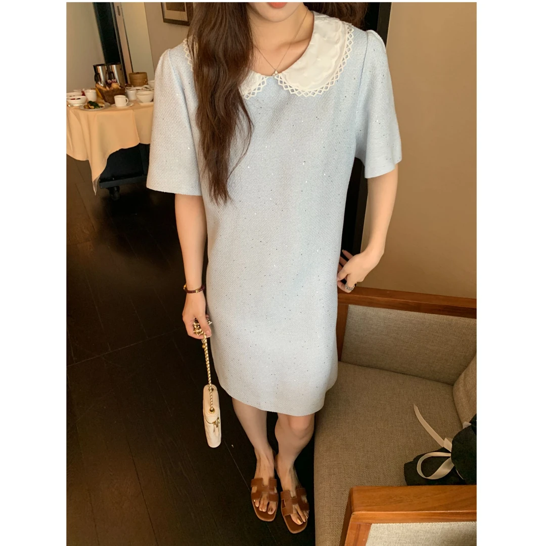 【现货秒发-NAZ微胖高端定制】韩系温柔精致微闪小香连衣裙