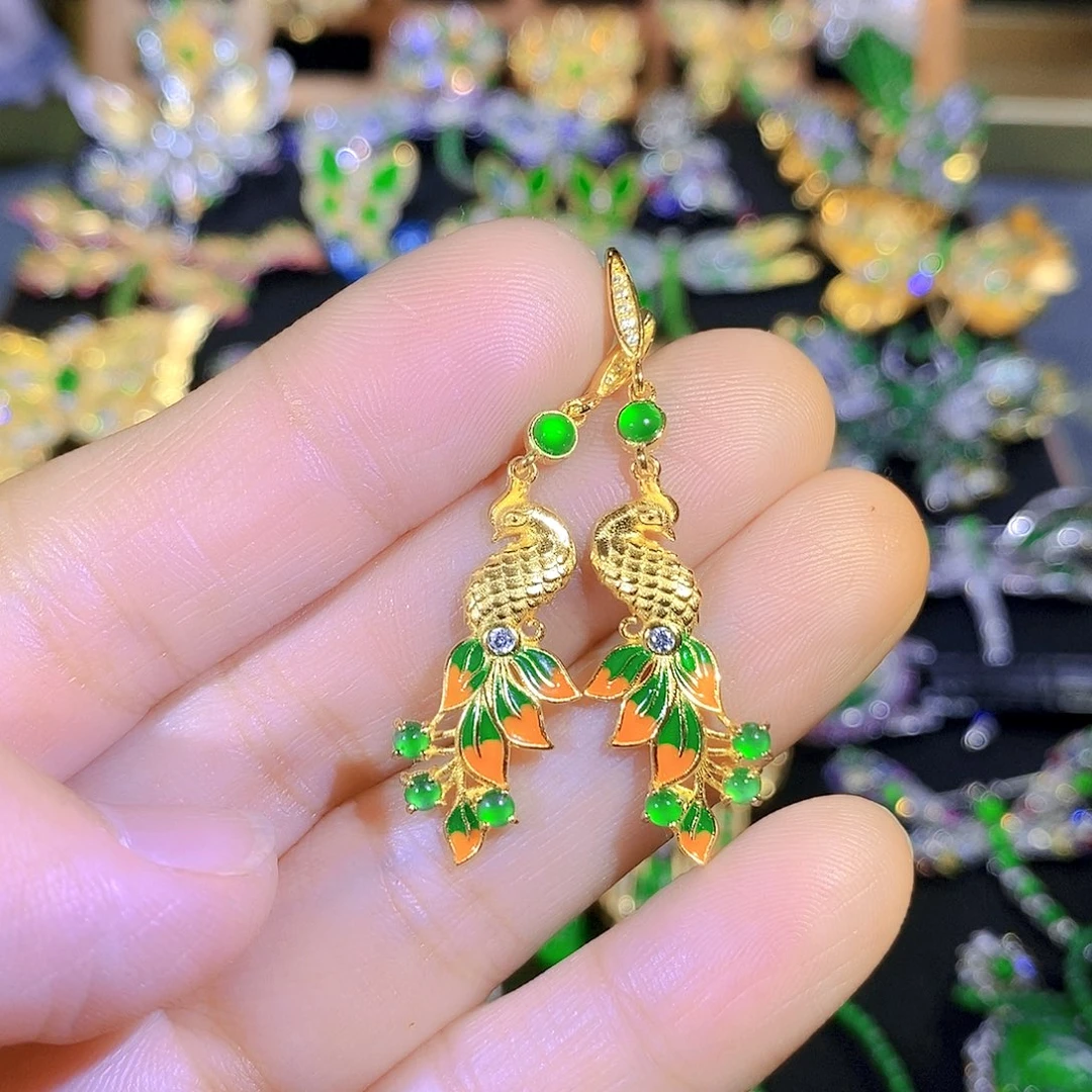 吊坠(不含链)银S925镶嵌翡翠