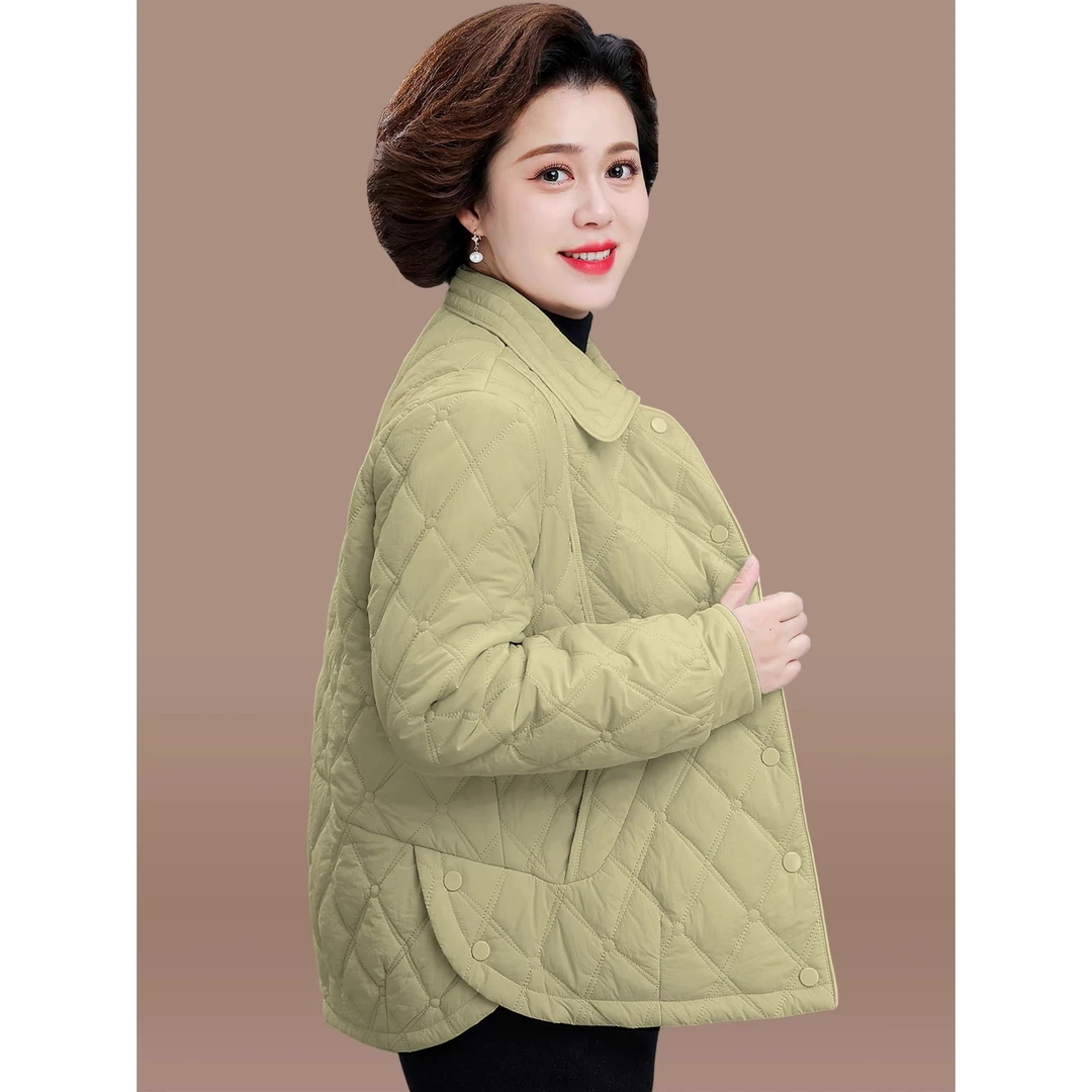 中老年妇女洋气夹棉外套贵夫人品牌秋装轻薄棉服50岁妈妈秋冬棉衣