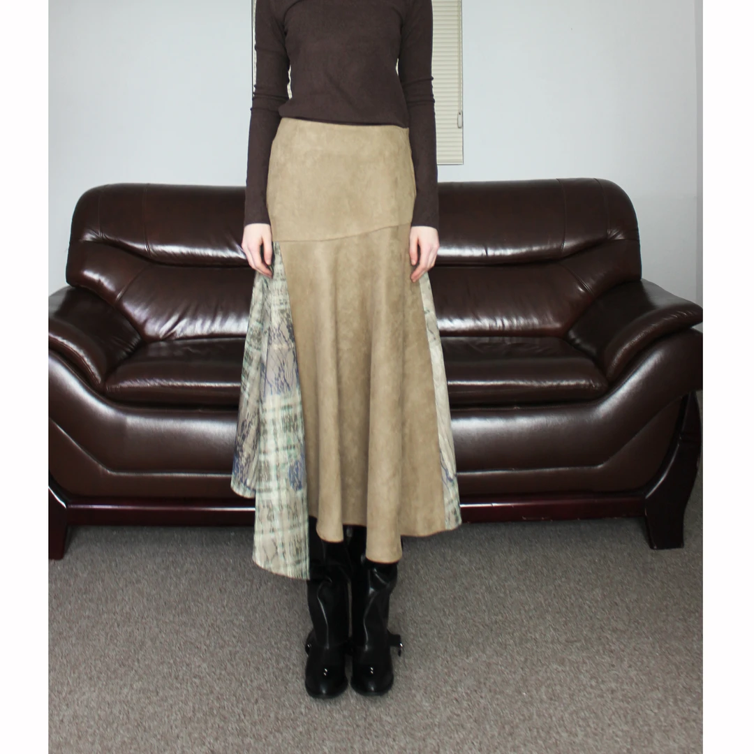 artbrut前后两穿原创不对称结构A字大摆尾裙蕾丝印花面料1962ARQ