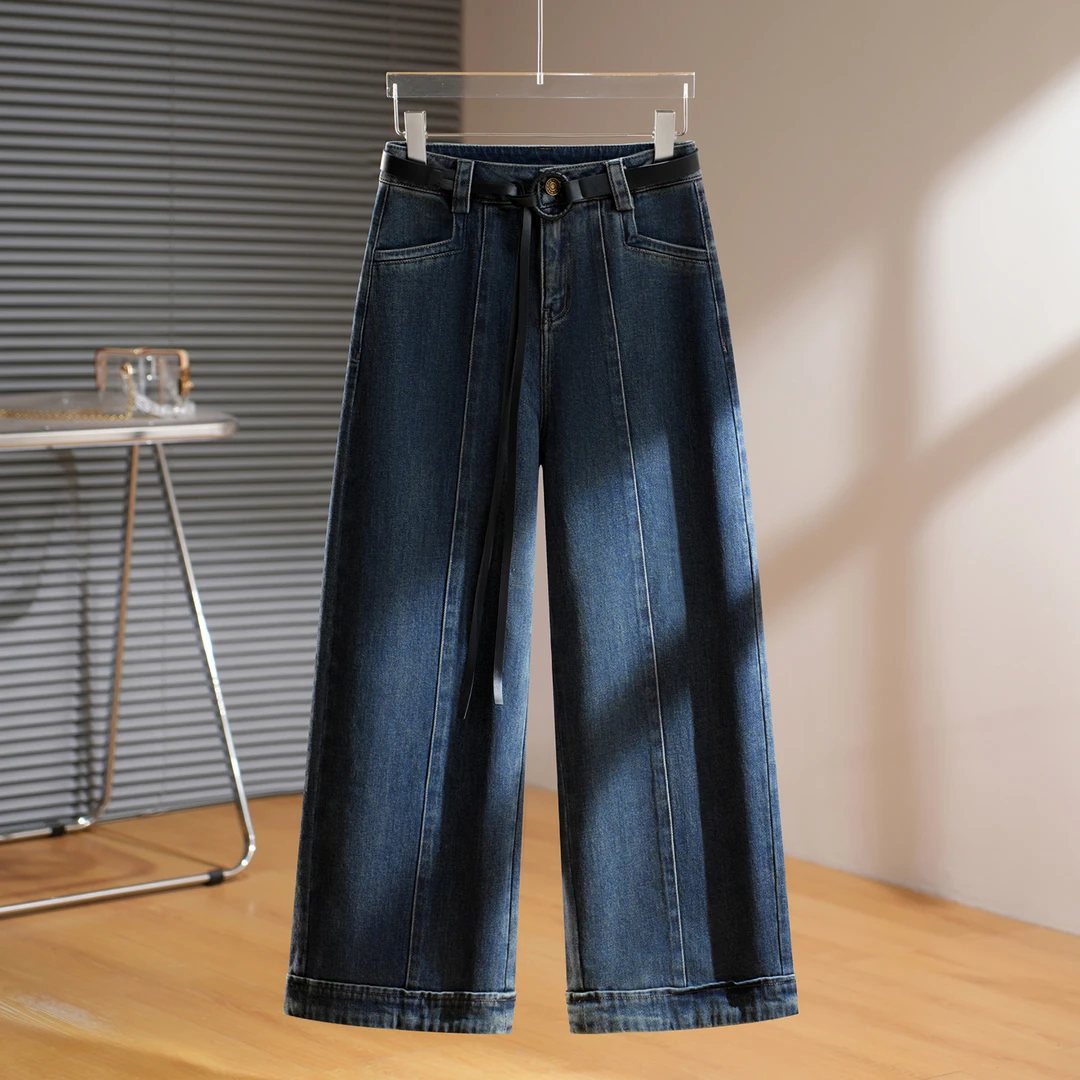超好看阔腿牛仔裤女2025春秋季新款设计感高端轻奢休闲复古直筒裤