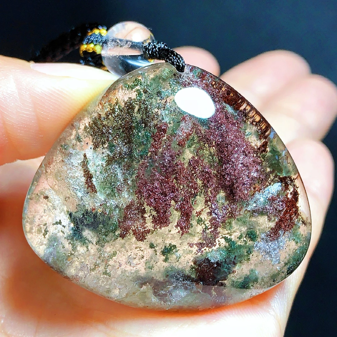 东海水晶天然随形绿幽灵水晶吊坠毛衣链通透原石项坠男女款聚宝盆