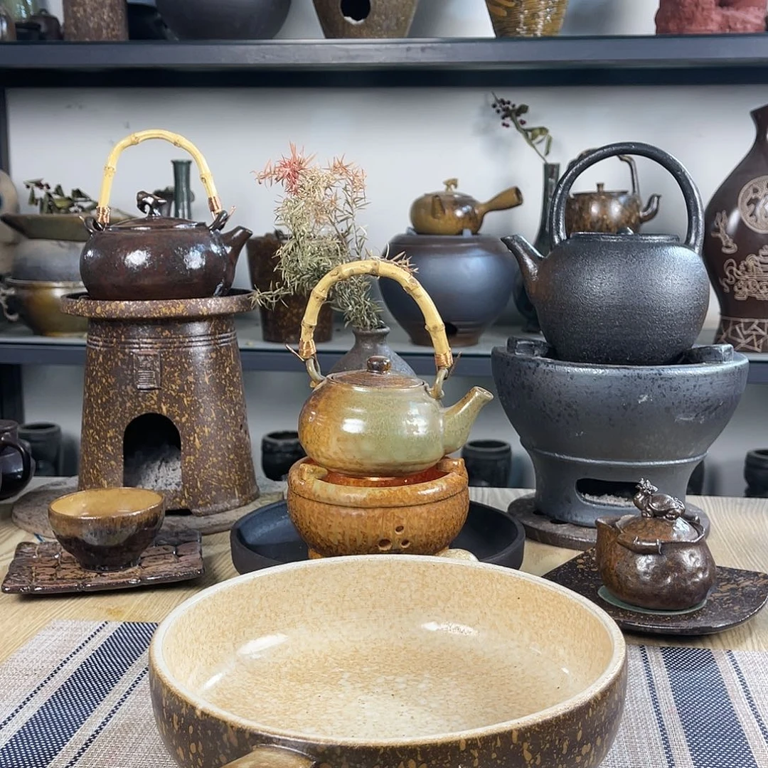 壶紫砂粗陶实用烤盘