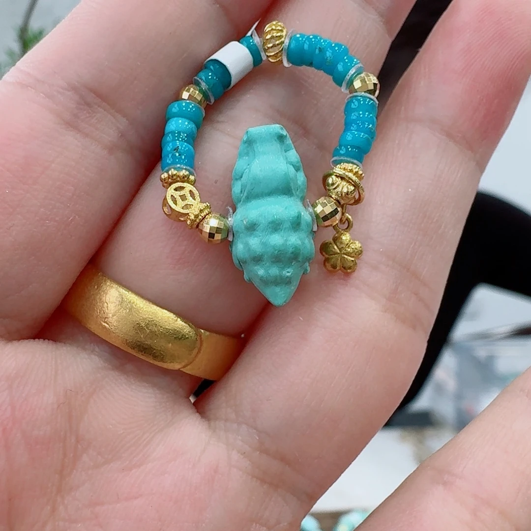 绿松石18K金镶嵌珠宝奇石