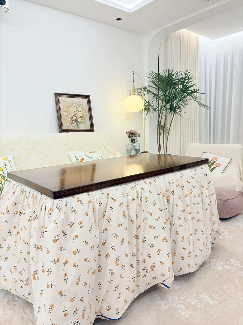 【一整套链接】烤火架楠竹可折叠冬天茶几客厅取暖桌取暖神器