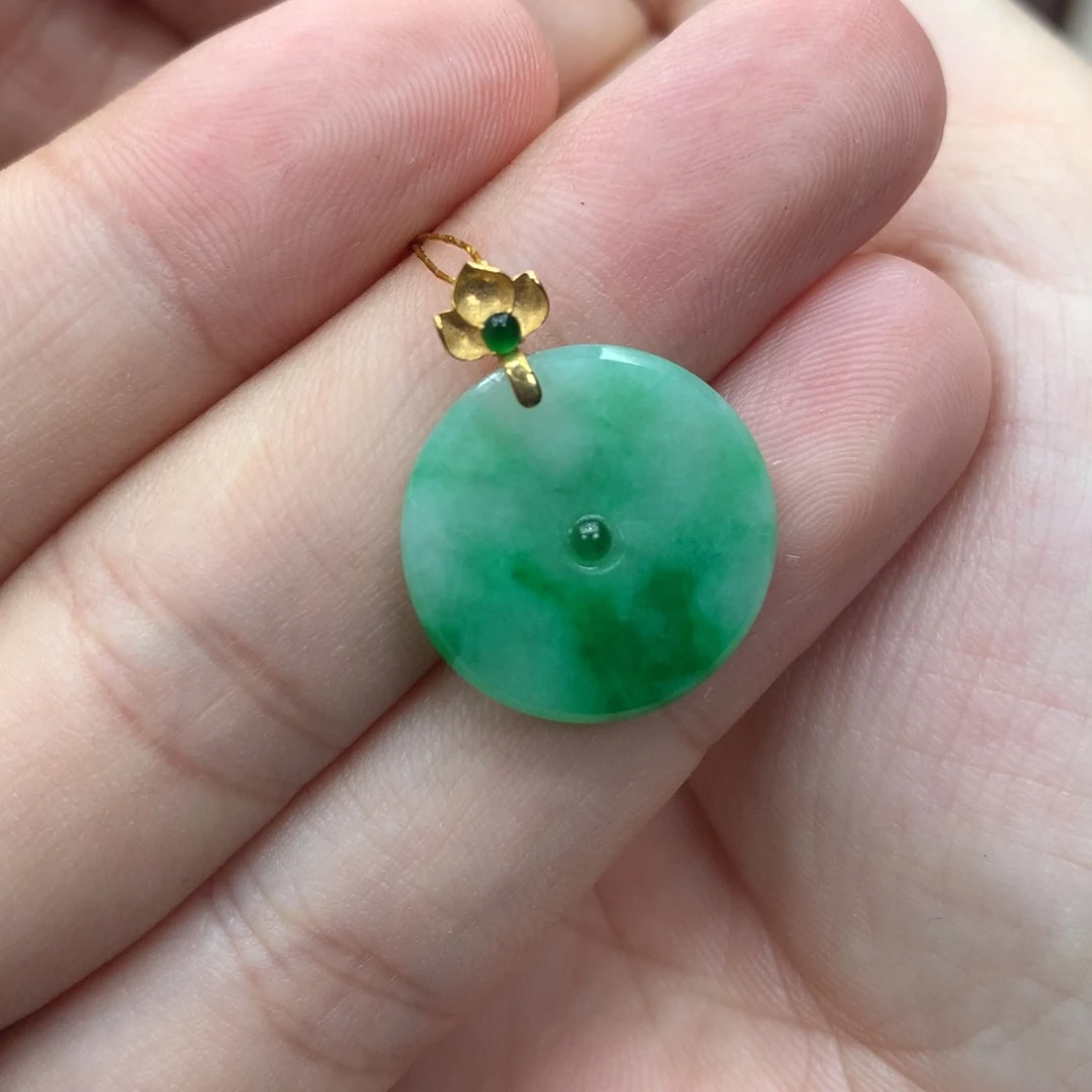 翡翠18K金镶嵌吊坠(不含链)