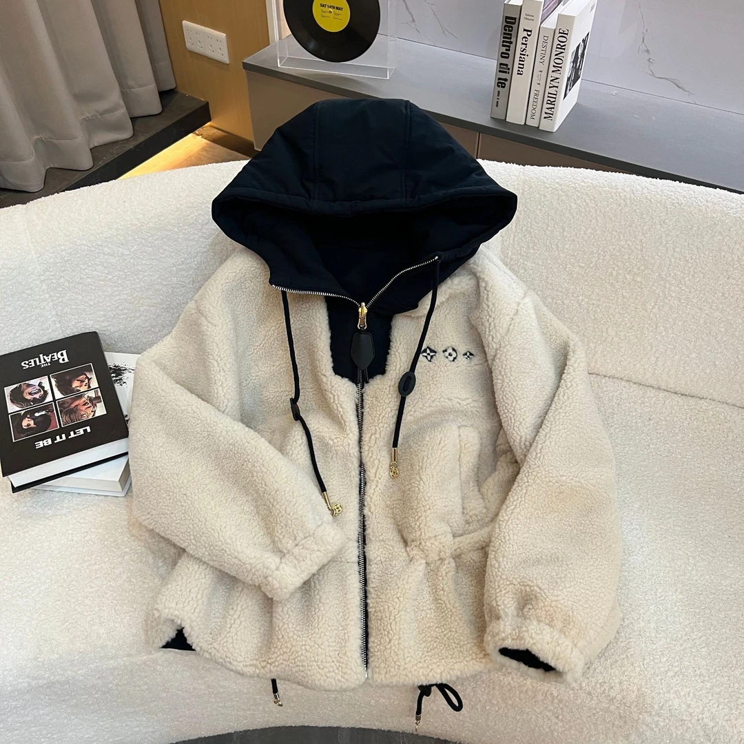 秋冬女款连帽百搭双面穿时尚保暖外套厚款LG-858