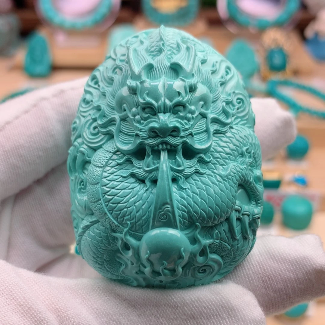 绿松石珠宝奇石未镶嵌龙牌