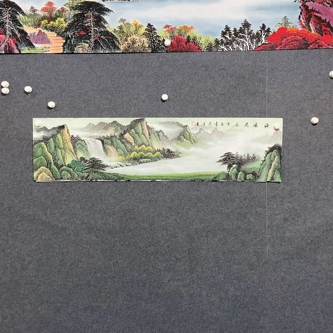 国画四尺对开山水一副