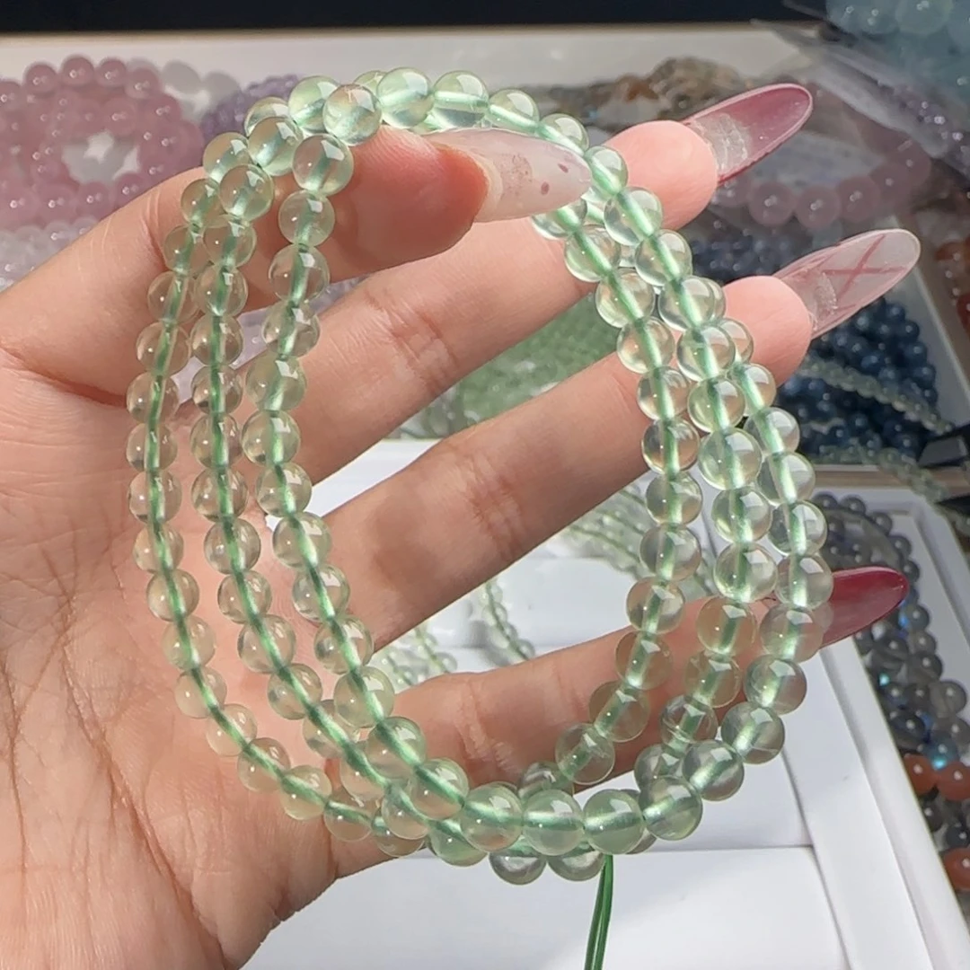 水晶手链未镶嵌圆**姐葡萄石三圈5mm