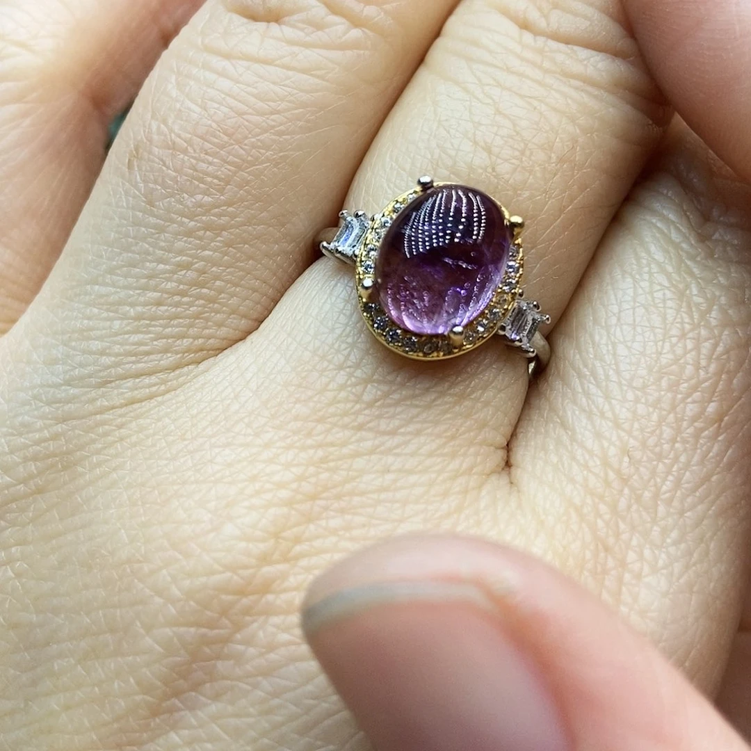 水晶戒指银S925镶嵌朵*