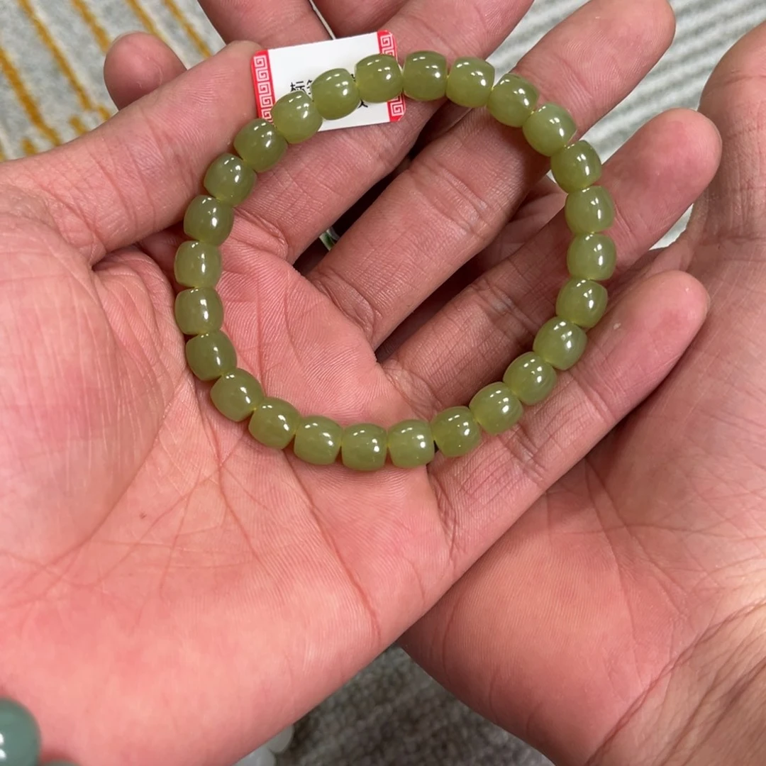 和田玉手链未镶嵌纯天然新疆和田玉若羌青黄口8mm