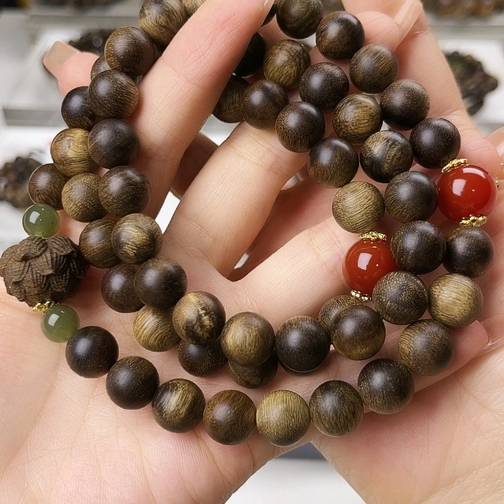 手串沉香虹*越南富森红土沉糖心窖藏留疤老料1.0