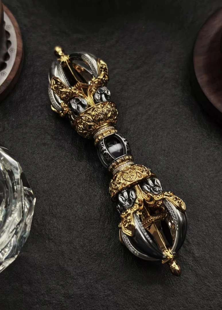 925银银制品 喜三福文创 金刚杵项链潮流百搭手工吊坠