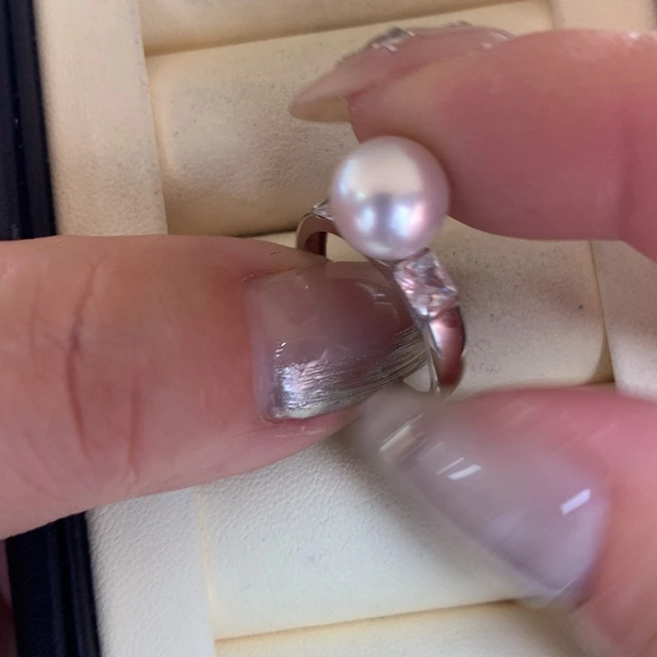 银S925镶嵌戒指海水珍珠