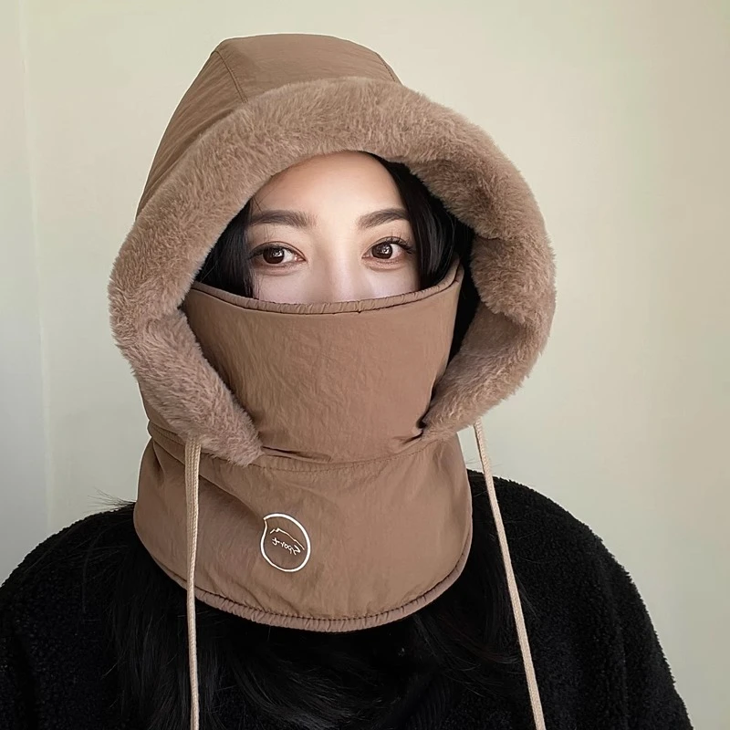 冬天加厚骑车保暖面罩男女电动车头盔内胆帽滑雪雷锋帽子围脖一体