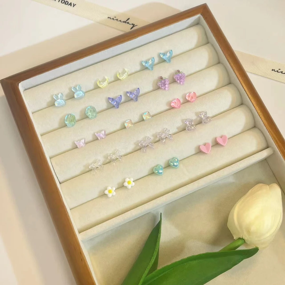 合金耳饰 合金耳饰 精致百搭耳钉许愿+对对碰-拆后no退no换