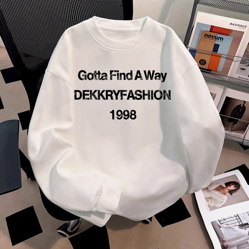 jtrt潮牌重磅纯棉圆领长袖打底衫男女秋冬季街头字母印花宽松上衣