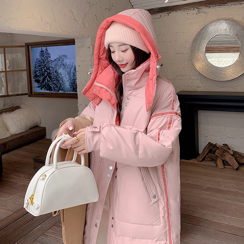 设计感PU皮面韩版宽松免洗中长款加厚时尚户外冬季大码羽绒外套潮